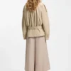 Belted short coat in cotton poplin