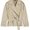 Belted short coat in cotton poplin