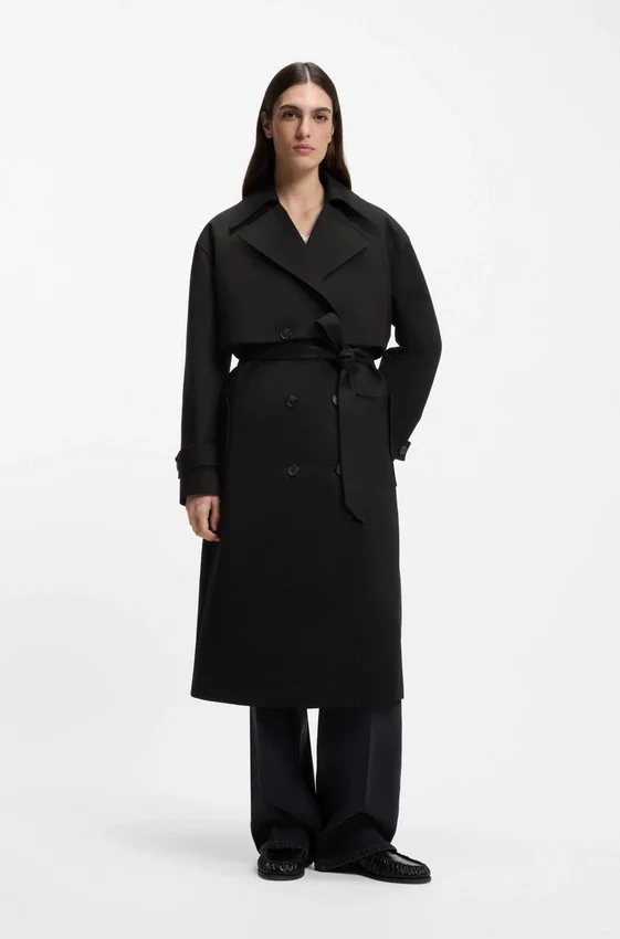 Belted trench coat in stretch cotton Belted trench coat in stretch cotton