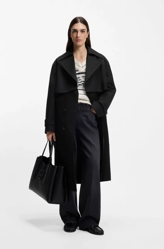 Belted trench coat in stretch cotton Belted trench coat in stretch cotton