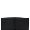 Billfold wallet with silver-tone logo and coin pocket