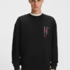 Bird-artwork sweatshirt in cotton terry