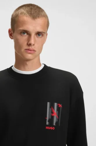 Bird-artwork sweatshirt in cotton terry