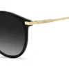 Black acetate sunglasses with gold-tone temples