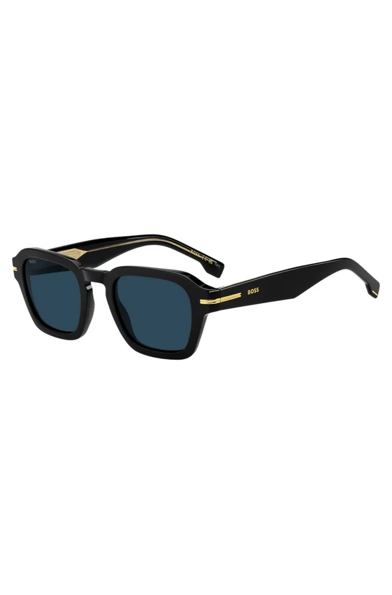 Black acetate sunglasses with gold-tone trims Black acetate sunglasses with gold-tone trims
