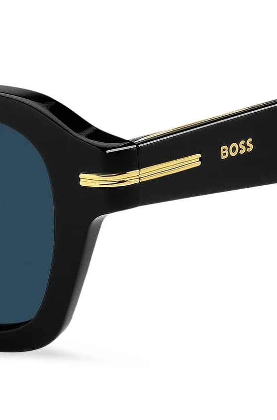 Black acetate sunglasses with gold-tone trims Black acetate sunglasses with gold-tone trims