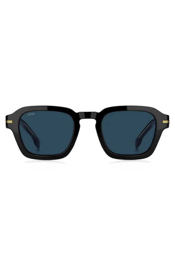 Black acetate sunglasses with gold-tone trims Black acetate sunglasses with gold-tone trims