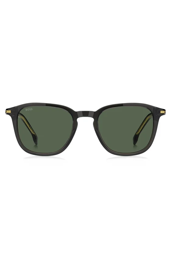 Black acetate sunglasses with gold-tone trims Black acetate sunglasses with gold-tone trims