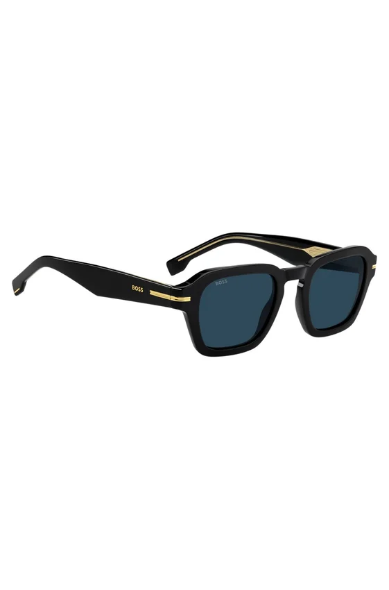 Black acetate sunglasses with gold-tone trims Black acetate sunglasses with gold-tone trims