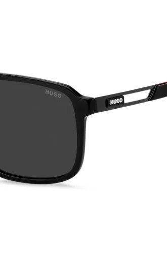 Black acetate sunglasses with rubber logo