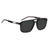 Black acetate sunglasses with rubber logo