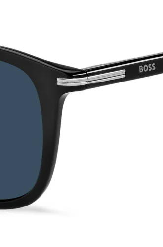 Black acetate sunglasses with silver-tone trims