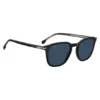 Black acetate sunglasses with silver-tone trims