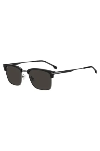 Black-acetate sunglasses with steel trims