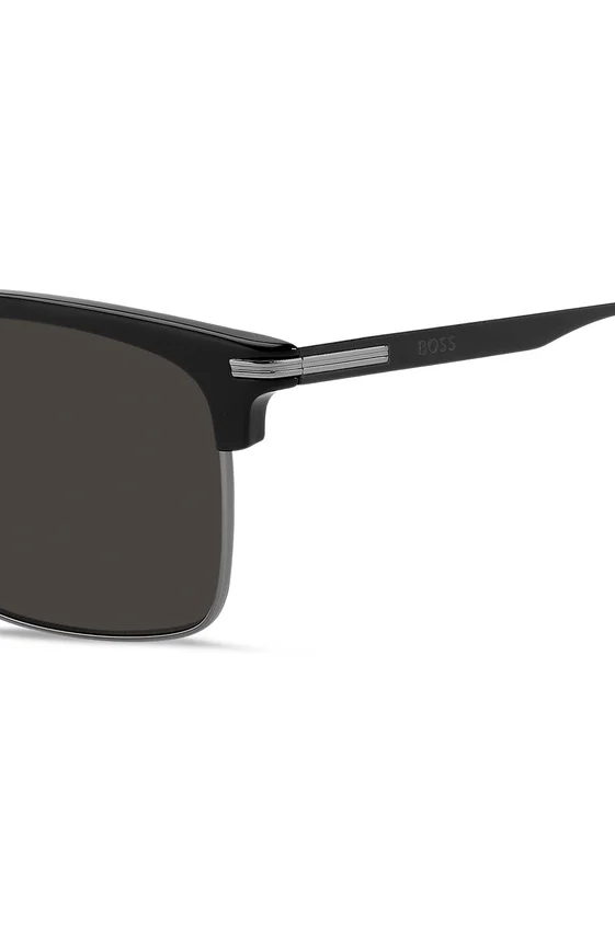 Black-acetate sunglasses with steel trims Black-acetate sunglasses with steel trims