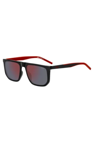 Black-acetate sunglasses with two-tone end tips