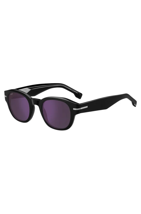 Black-acetate sunglasses with violet lenses Black-acetate sunglasses with violet lenses