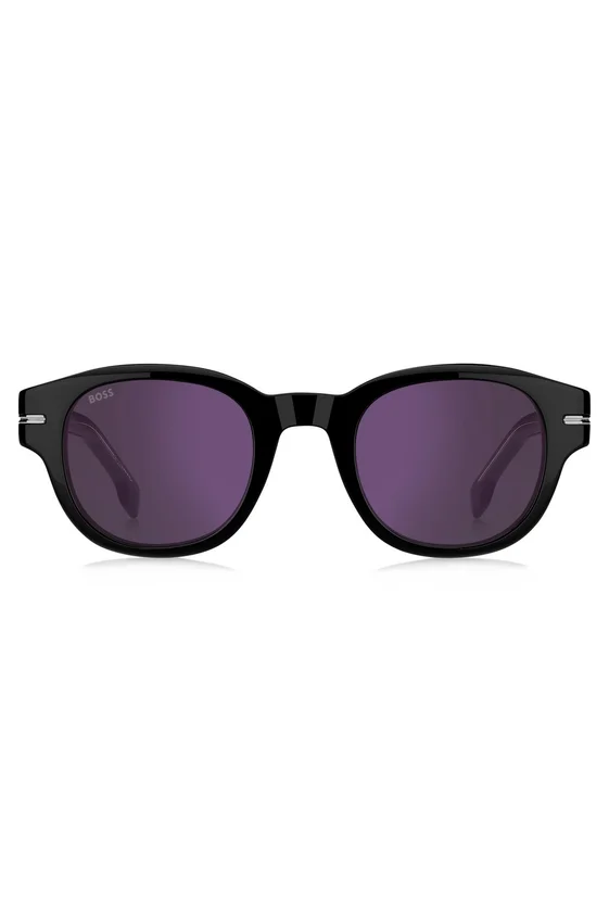 Black-acetate sunglasses with violet lenses Black-acetate sunglasses with violet lenses