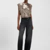 Black balloon-leg jeans in rigid denim Black balloon-leg jeans in rigid denim
