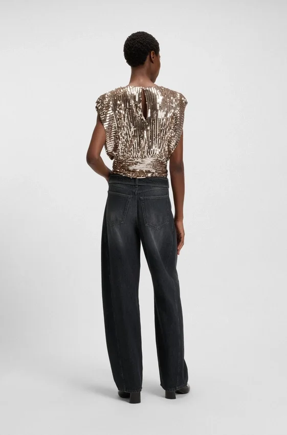 Black balloon-leg jeans in rigid denim Black balloon-leg jeans in rigid denim