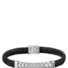 Black braided leather cuff with herringbone hardware Black braided leather cuff with herringbone hardware