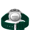 Black-dial chronograph watch with silicone strap