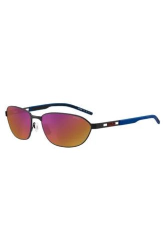 Black-metal sunglasses with cut-out logo