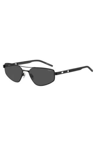 Black-metal sunglasses with cut-out logo