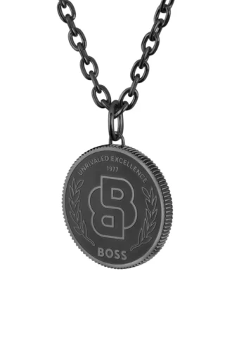 Black-plated necklace with Double B monogram medallion