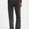 Black relaxed-fit jeans in rigid denim