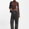 Black relaxed-fit jeans in rigid denim