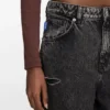 Black relaxed-fit jeans in rigid denim