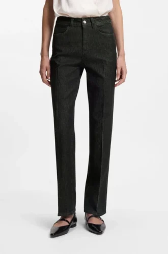 Black slim-fit jeans in marble-structured stretch denim