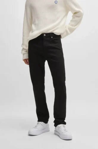 Black slim-fit jeans in stretch denim