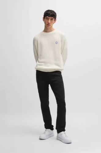 Black slim-fit jeans in stretch denim