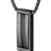 Black stainless-steel necklace with stripe-effect pendant