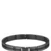 Black stainless-steel striped cuff with logo clasp
