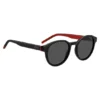 Black sunglasses with round frames and patterned temples