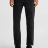 Black tapered-fit jeans in grain-effect denim Black tapered-fit jeans in grain-effect denim