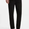 Black tapered-fit jeans in stretch denim