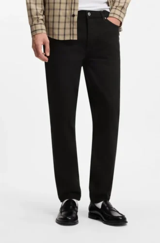 Black tapered-fit jeans in stretch denim