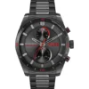 Black-tone watch with matching three-link bracelet