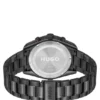 Black-tone watch with matching three-link bracelet