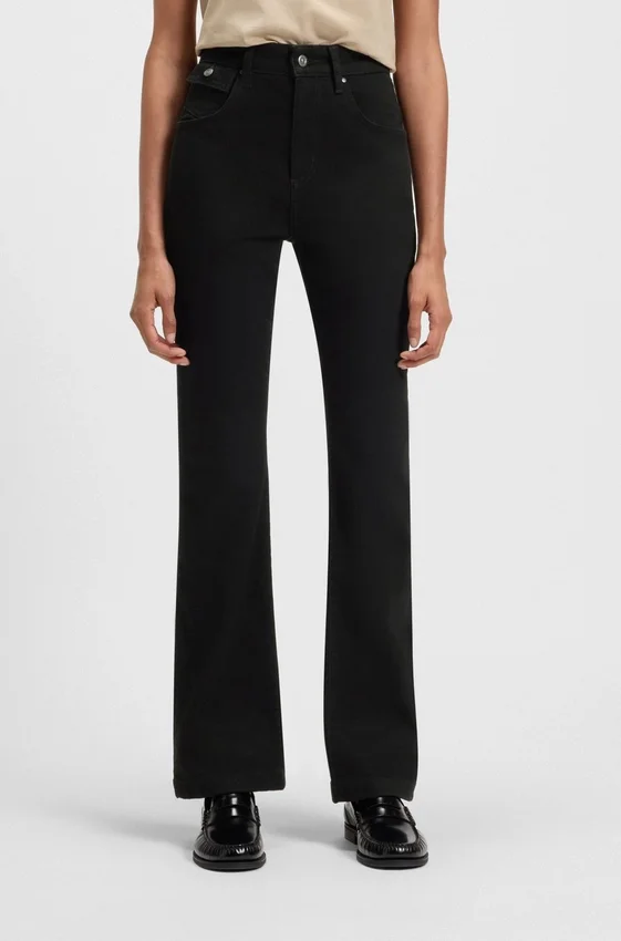 Black wide leg jeans in stretch denim Black wide leg jeans in stretch denim