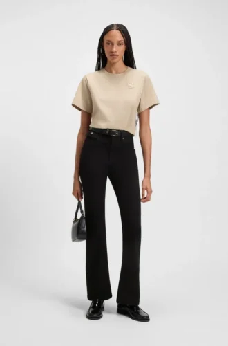 Black wide leg jeans in stretch denim
