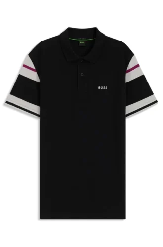 Block-stripe polo shirt in cotton piqué