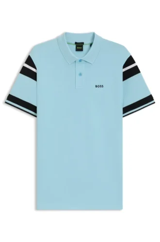 Block-stripe polo shirt in cotton piqué