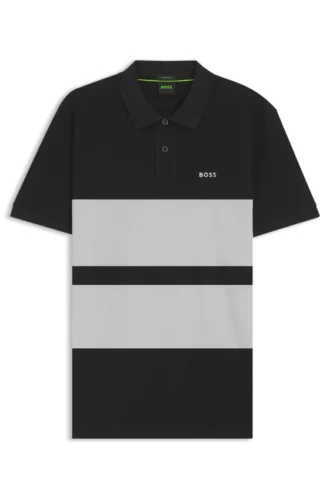 Block-stripe polo shirt in cotton piqué