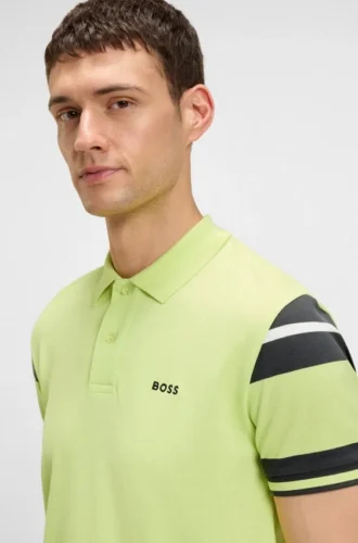 Block-stripe polo shirt in cotton piqué