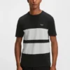 Block-stripe T-shirt in cotton piqué